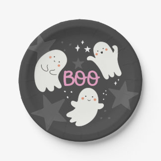 Assiettes En Carton Jolis Fantômes Halloween BOO