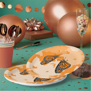 Assiettes En Carton Jolis papillons monarques orange espiègles