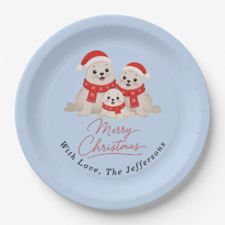 Assiettes En Carton Jolis timbres de Noël Hiver Famille Fêtes sur mesu