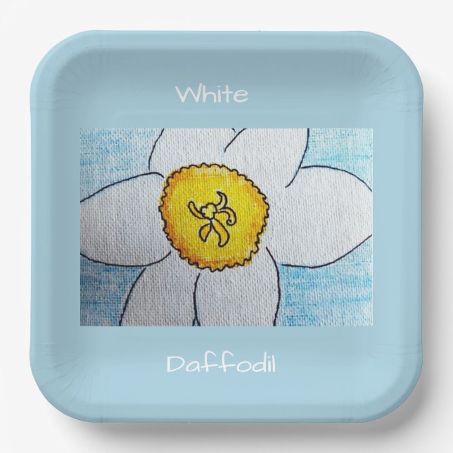 Assiettes En Carton Jonquille blanche (Recto)