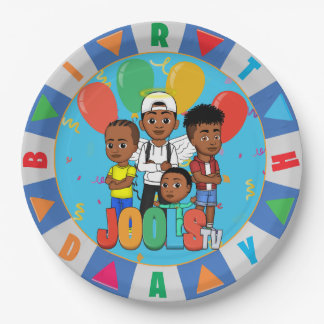 Assiettes En Carton JOOLS TV ®️ Bleu 9 dans les plaques de papier rond