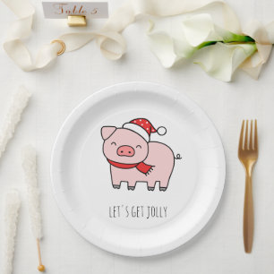 Assiettes En Carton Jote Cochon Rose Lit Obtenir Jolly Minimaliste Noë