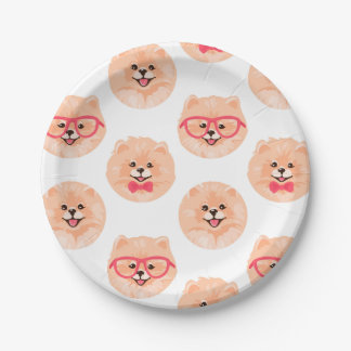 Assiettes En Carton Jote Pomeranian Visage Motif Chien Party