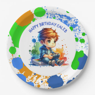 Assiettes En Carton Jouer aux jeux vidéo Personnalisé Anniversaire