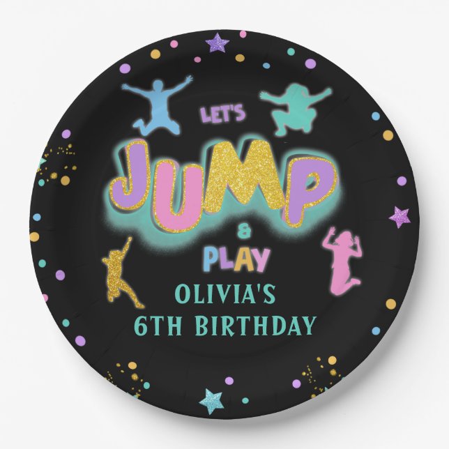 Assiettes En Carton Jouer Jeu Anniversaire Jump Trampoline Plaque papi (Devant)