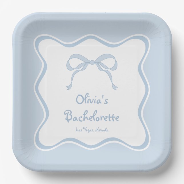 Assiettes En Carton Jouer le noeud quelque chose Blue Bachelorette Par (Recto)