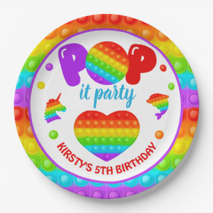 Assiettes En Carton Jouet anti-stress Pop It arc-en-ciel pour annivers