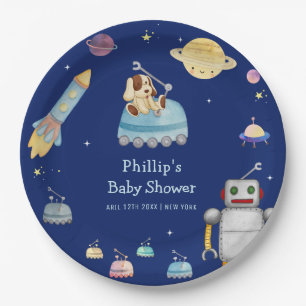 Assiettes En Carton Jouets de robot d'aventure bleue Fête de bébé Espa