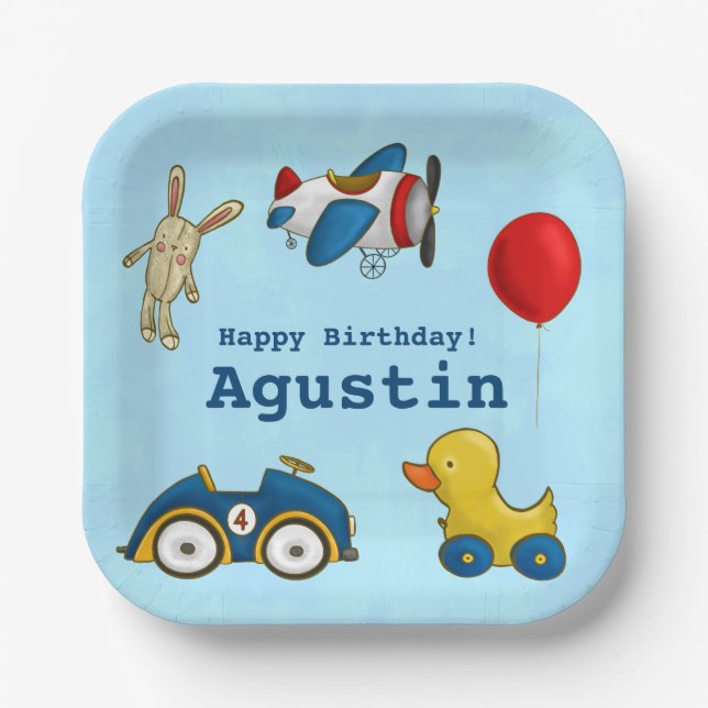 Assiettes En Carton Jouets Enfants mignons Joyeux anniversaire (Recto)