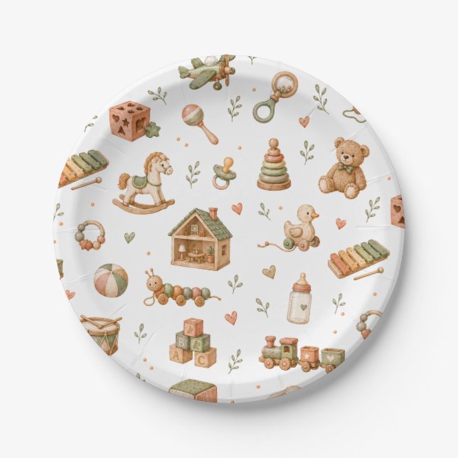 Assiettes En Carton Jouets pour bébé Boho  (Devant)