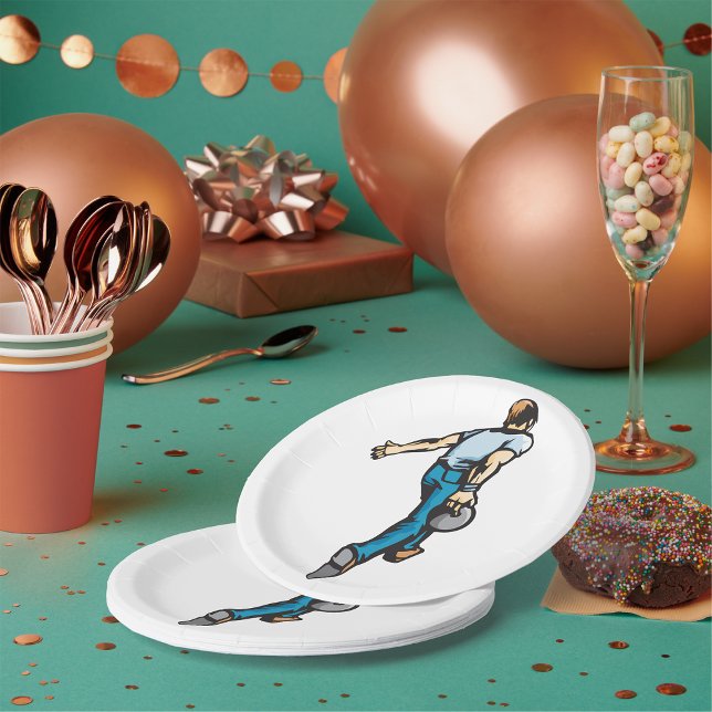 Assiettes En Carton Joueur de bowling rétro lancer la balle (Créateur téléchargé)
