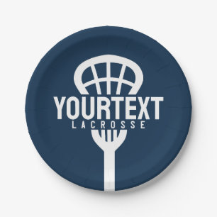 Assiettes En Carton Joueur de crosse TEXTE PERSONNALISÉ Team Mesh Spor