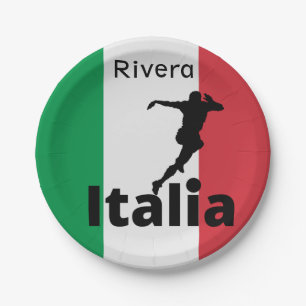 Assiettes En Carton Joueur de football, Italie personnalisable