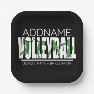 Assiettes En Carton Joueur de l'équipe de volleyball AJOUTER LE NOM DE