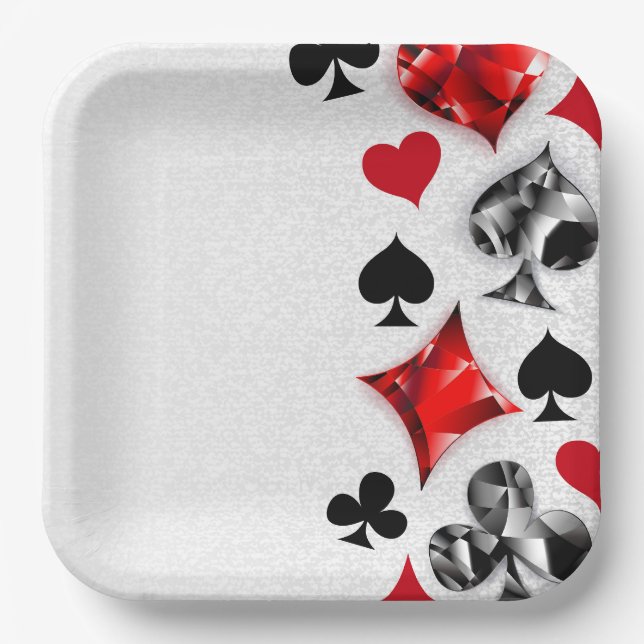 Assiettes En Carton Joueur de poker Joueur de cartes de jouer costumes (Recto)