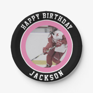 Assiettes En Carton Joueuse de hockey sur glace Ice Hockey Birthday P