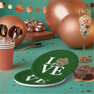 Assiettes En Carton Jour de la Saint Patrick Leopard Love Shamrock