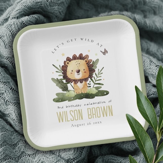 Assiettes En Carton Jour de l'Anniversaire du lion animal sauvage de l (Créateur téléchargé)