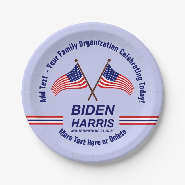 Assiettes En Carton Jour de l'investiture Ajouter votre nom Texte Peti (Devant)