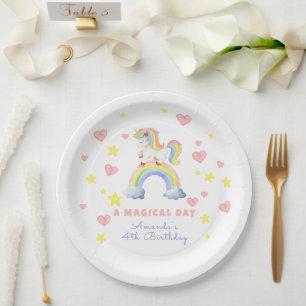 Assiettes En Carton Jour de naissance Licorne Arc-en-ciel Magique