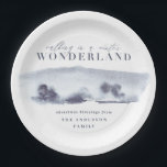 Assiettes En Carton Jour de Noël abstrait bleu minimal<br><div class="desc">Marcher dans un pays des merveilles hivernales minimum bleu abstrait Noël fêtes plaques de papier. Belle aquarelle moderne abstraite. Une partie d'une collection de vacances.</div>