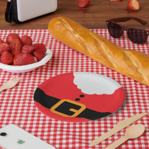 Assiettes En Carton Jour de Noël en Père Noël rouge et blanc