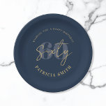 Assiettes En Carton Jour du 60e anniversaire de la Marine moderne<br><div class="desc">Plaques de papier 60e anniversaire avec calligraphie de script minimaliste et typographie moderne élégante.</div>