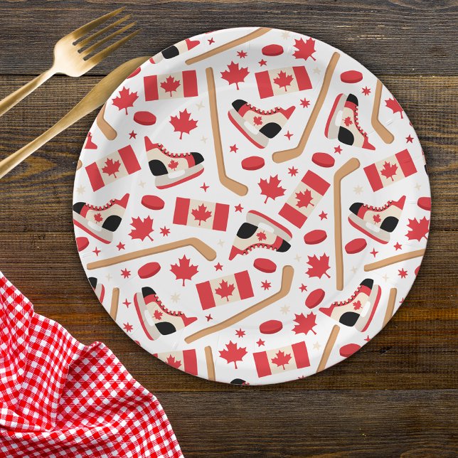 Assiettes En Carton Jour du Canada Hockey canadien (Créateur téléchargé)