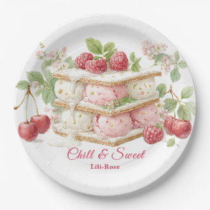 Assiettes En Carton Jour du Sandwich de Crème Glacée Aquarelle