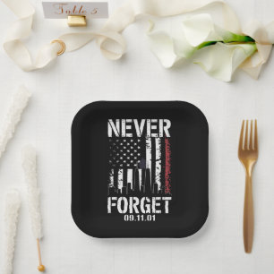 Assiettes En Carton Jour du souvenir du 11 septembre 2001 Ne jamais ou