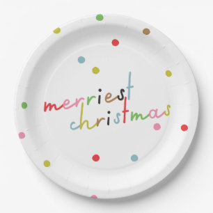 Assiettes En Carton jour férié de noël de polka coloré rétro