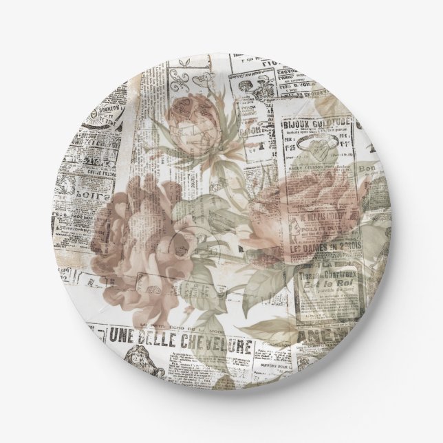 Assiettes En Carton journal vintage (Devant)