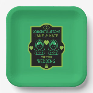 Assiettes En Carton Journée de mariage des filles gays