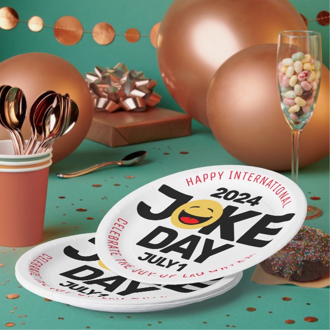Assiettes En Carton Journée internationale des plaisanteries face à ri (Multi)