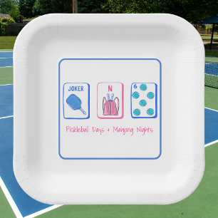 Assiettes En Carton Jours de Pickleball et Soirées de Mahjong