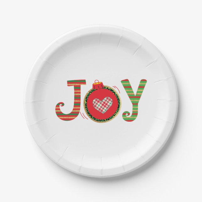 Assiettes En Carton Joy Red Green Noël Holiday (Devant)