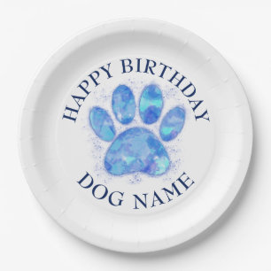 Assiettes En Carton Joyeuse fête d'anniversaire pour chiens aquarelle
