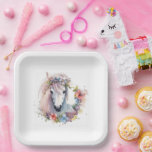 Assiettes En Carton Joyeuse fête d'anniversaire pour enfants avec un p<br><div class="desc">Assiettes en papier pour fête d'anniversaire Cheval Poney Fleurs pour une fête d'anniversaire d'enfants passionnés d'équitation</div>