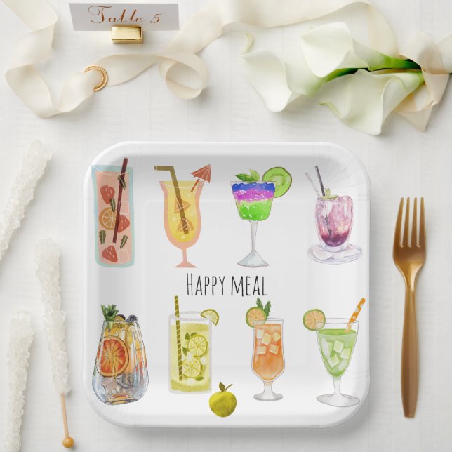 Assiettes En Carton Joyeuse fête d'anniversaire Unique image de cockta (Mariage)