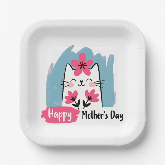 Assiettes En Carton Joyeuse fête des Mères (Recto)