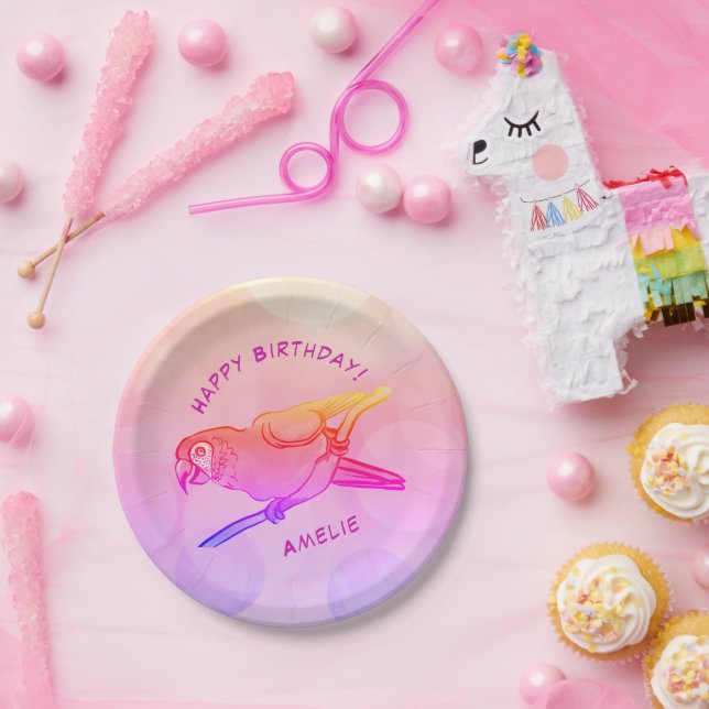 Assiettes En Carton Joyeuse plaque de papier perroquet d'anniversaire (Fête)