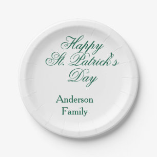 Assiettes En Carton Joyeuse Saint-Patrick famille nom vert minimal