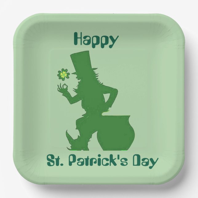 ASSIETTES EN CARTON JOYEUSE SAINT-PATRICK LEPRECHAUN  (Recto)
