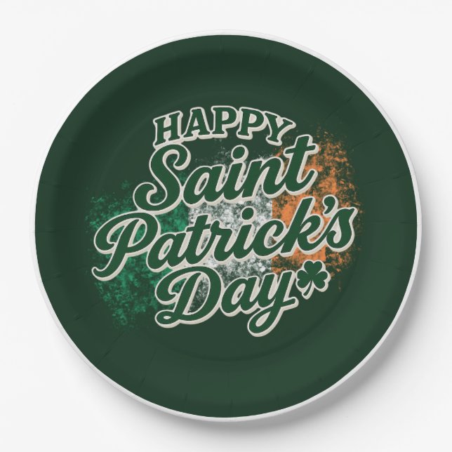 Assiettes En Carton Joyeuse Saint-Patrick vintage  (Devant)