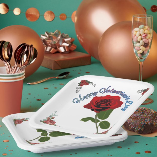 Assiettes En Carton Joyeuse Saint-Valentin (Multi)