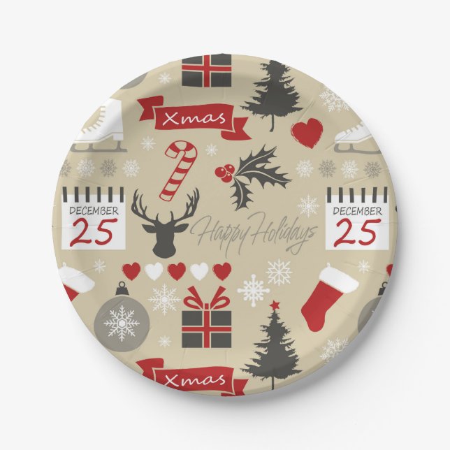 Assiettes En Carton Joyeuses fêtes (Devant)