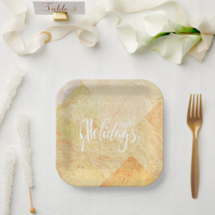 Assiettes En Carton Joyeuses fêtes marbrées