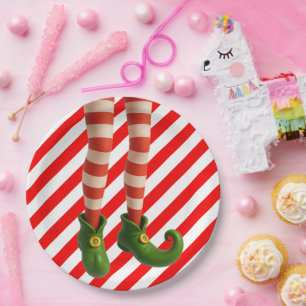 Assiettes En Carton Joyeuses jambes de lutin de Noël Méfaits du Pôle