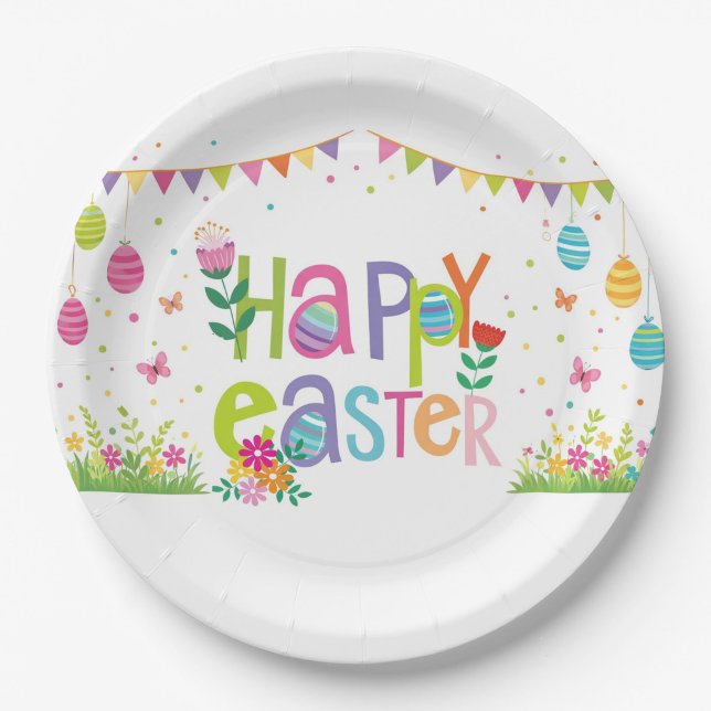 Assiettes En Carton Joyeuses Pâques  (Happy Easter Dinner Plates!)