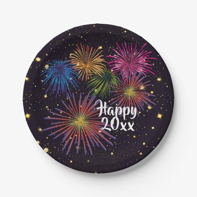 Assiettes En Carton Joyeuses Plaques de fête du Nouvel An (Devant)